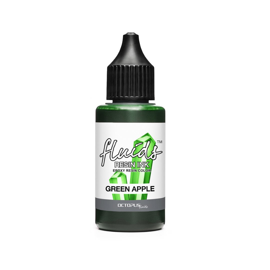 Vibrant 30ml bottle of Green Apple resin ink, perfect for coloring various resin types and creating stunning art projects.