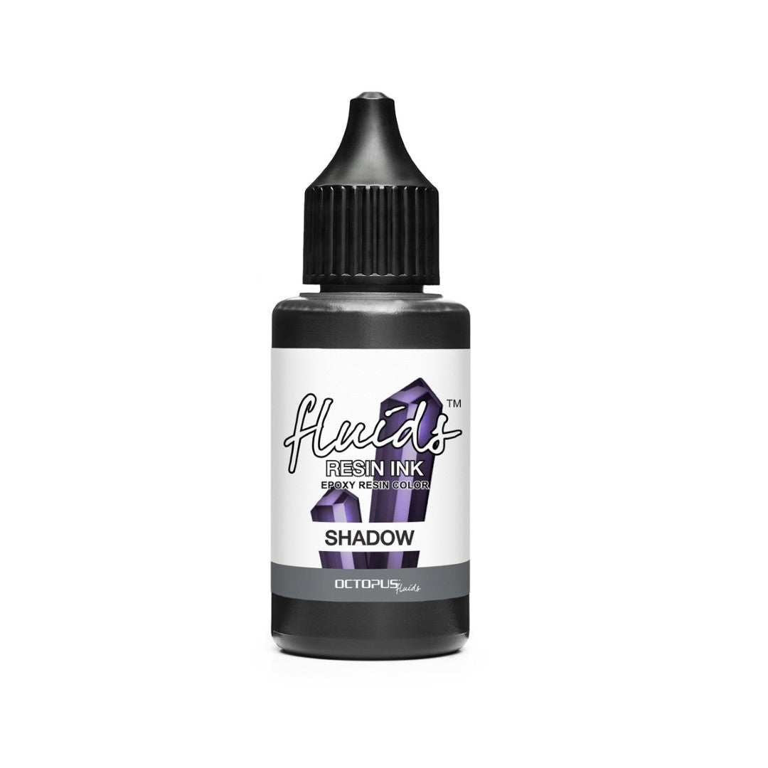 Octopus Fluids Shadow Grey Resin Ink 30ml, perfect for vibrant epoxy and resin art projects, blending easily for endless creativity.