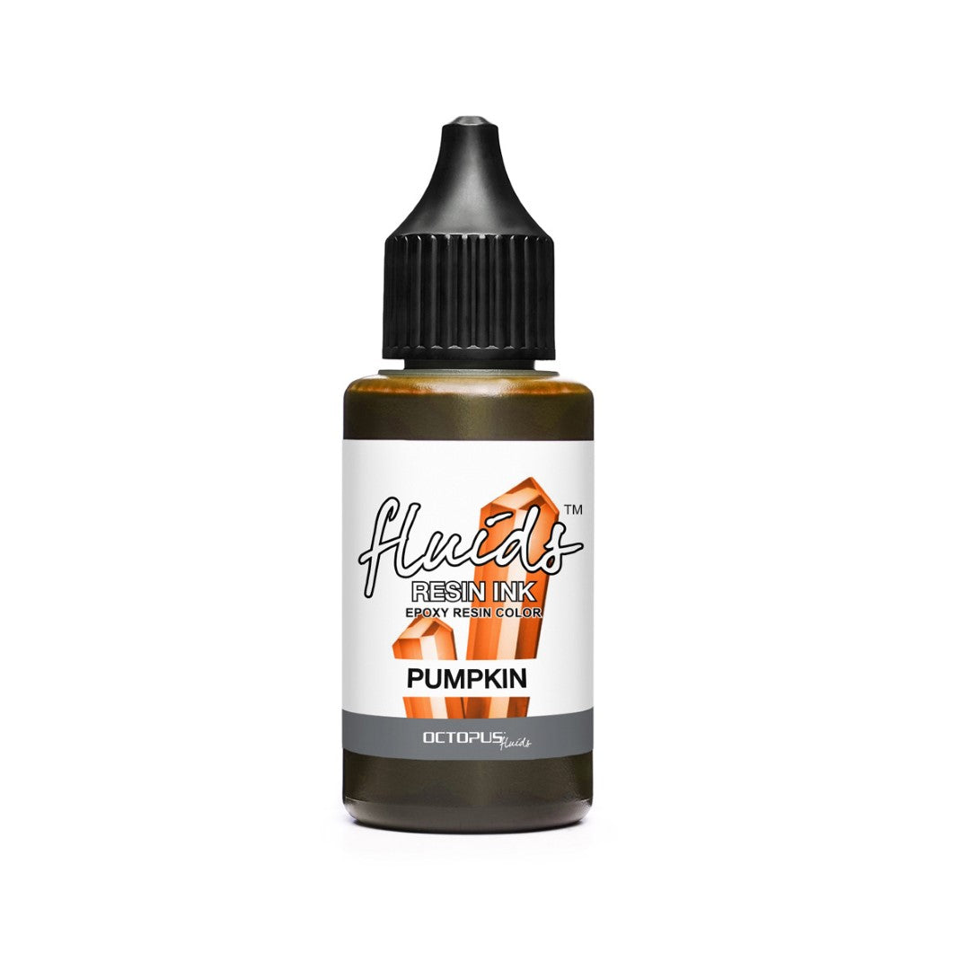 Vibrant Pumpkin Orange resin ink in a 30ml bottle, perfect for coloring various resins and enhancing creative projects.