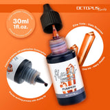 Vibrant Pumpkin Orange Octopus Fluids Resin Ink in a 30ml bottle, perfect for coloring resin crafts and projects.