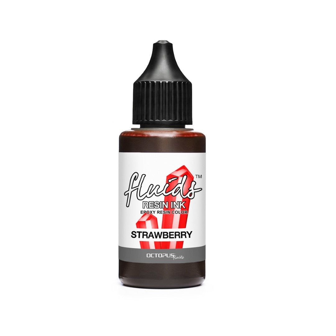 Octopus Fluids Strawberry Red Resin Ink in 30ml, vibrant, fast-drying ink for coloring resin artwork and crafts.