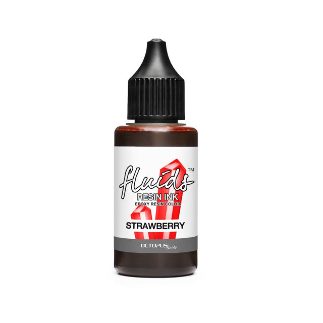 Octopus Fluids Strawberry Red Resin Ink in 30ml, vibrant, fast-drying ink for coloring resin artwork and crafts.