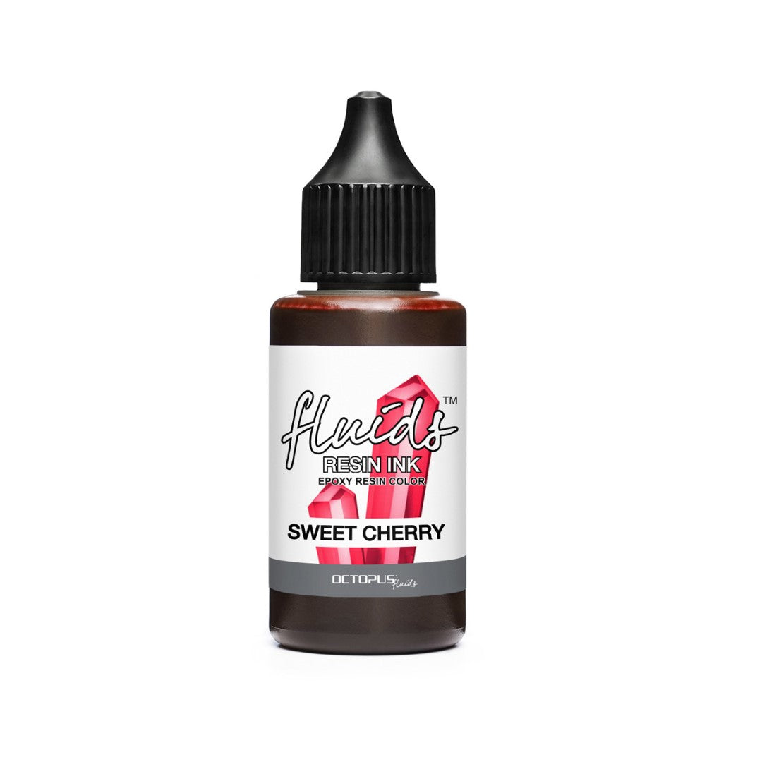 Vibrant 30ml Sweet Cherry Red resin ink for coloring various resins, ideal for craft projects and artistic creations.