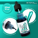 Turquoise 30ml Octopus Fluids Resin Ink for vibrant, fast-drying color in resin crafting and DIY projects.