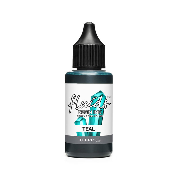 Teal turquoise resin ink in a 30ml bottle, perfect for vibrant colors in resin art and DIY projects.