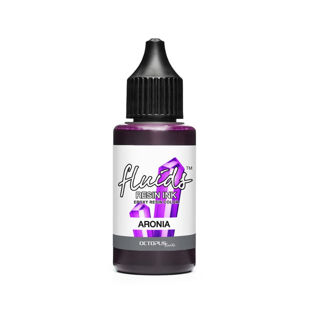 Octopus Fluids Aronia Violet resin ink 30ml, vibrant alcohol-based color for crafting stunning resin art and jewelry.