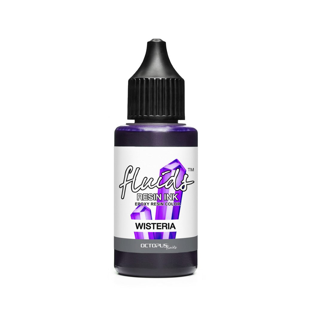 Octopus Fluids Wisteria Violet Resin Ink in 30ml, fast-drying color concentrate for vibrant resin crafting and blending.