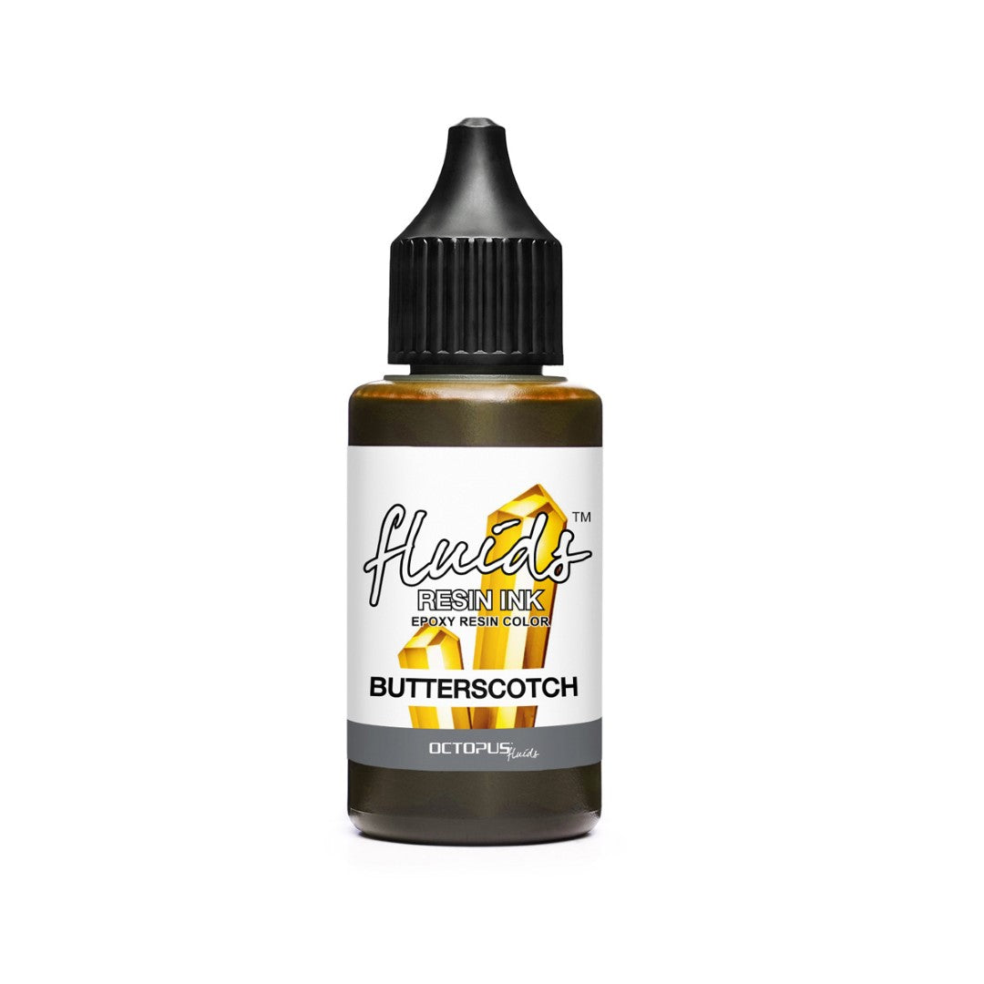 Butterscotch Yellow resin ink in a 30ml bottle, ideal for vibrant resin art and crafts with intense pigmentation.