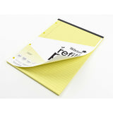 Yellow tinted A4 refill pad with 100 lined pages and margin, perfect for note-taking and enhancing memory retention.