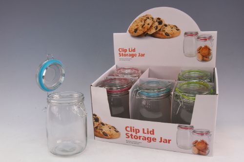 Glass Storage Jar With Clip Lid - Large (Set Of 6)