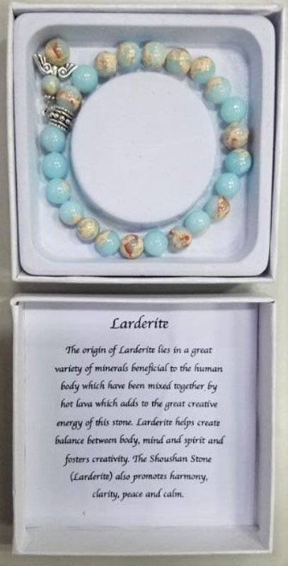 Elegant Larderite Bracelet showcasing unique gemstones, perfect for any outfit and known for its energy-clearing properties.