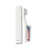 Overnight hotel dental kit set of 6 with premium toothbrush and toothpaste for travelers' oral care convenience.