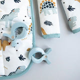 Harness Covers & Pram Pegs - Beige Dinosaurs - All4Ella