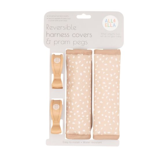 Harness Covers & Pram Pegs - Beige Dots - All4Ella