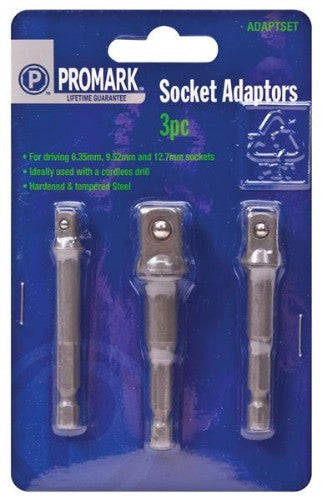 (3pc) Promark 1/4, 3/8, 1/2" Socket Adaptor