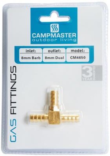 Campmaster 8mm Brass Tee Junction Tailpiece