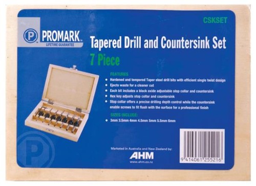 Promark Set-7 Tapered Drill and Countersink Set