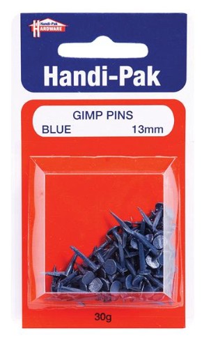 (Card-30g) Handipak 13mm Blue Gimp Pins