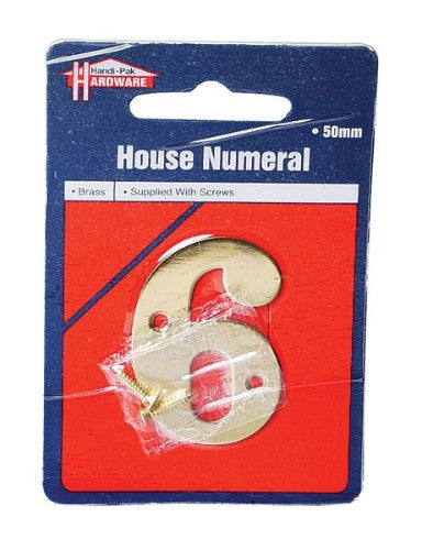 Handipak 37366 6 50mm Polished Brass House Number