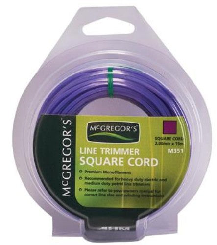 McGregor's 2.00mm x 15M Square Cut Line Trimmer Cord - Pack of 6