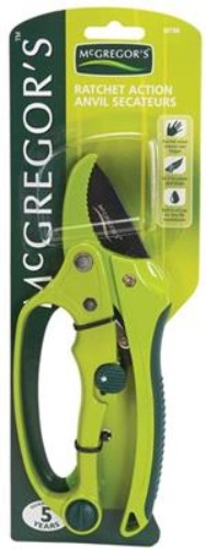 McGregors 200mm Curved Ratchet Anvil Secateurs