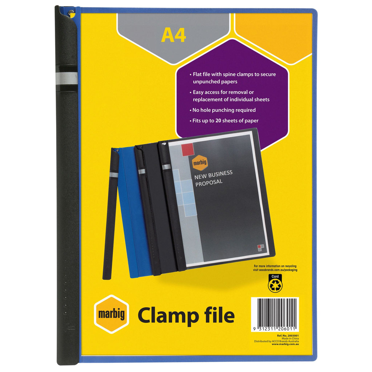 MARBIG SPINE CLAMP FILE A4 BLUE