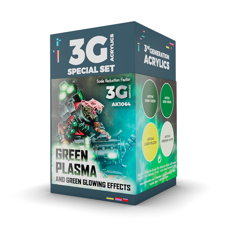 Ak Interactive - 3 Gen Acrylics - Wargame Color Set. Green Plasma And Glowing