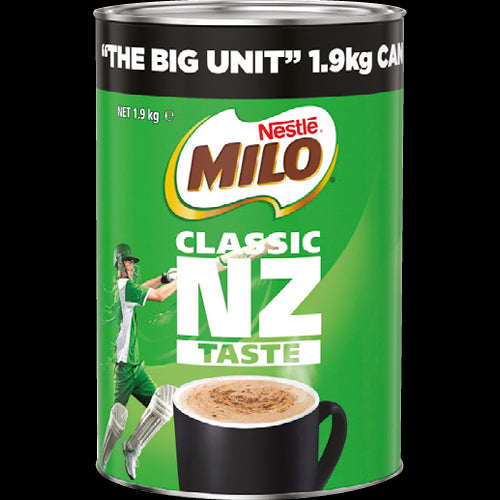 Nestle Milo Catering Tin 1.9kg, a versatile chocolate-malt powder for energizing drinks and recipes at events.