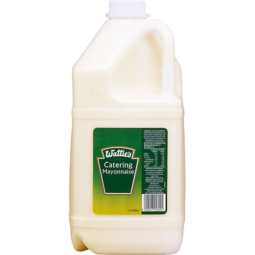 Wattie's Mayonnaise Catering 5L bottle, ideal for chefs, events, and kitchens, offering rich flavor for various dishes.