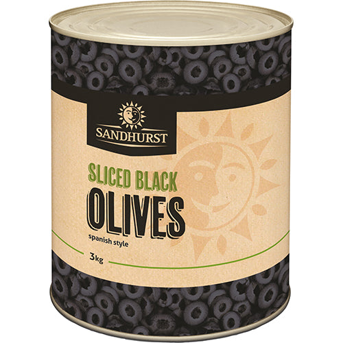 Sandhurst Sliced Black Spanish Olives 3000g