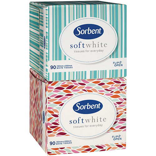 Sorbent Silky White Tissues 90pk