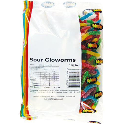 Rainbow Sour Gloworms 1kg