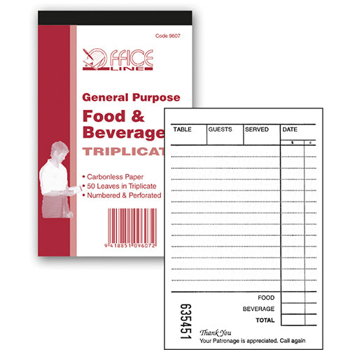 Officeline Triplicate Food/Beverage Docket for efficient order management in busy restaurants and cafes.