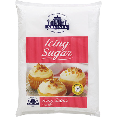 Chelsea Icing Sugar 1kg, gluten-free, ideal for smooth frosting and sugar decorations in baking.