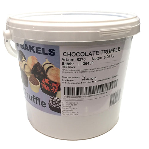 Bakels 6kg Chocolate Truffle Filling, creamy and rich, perfect for elevating desserts with luxurious chocolate flavor.