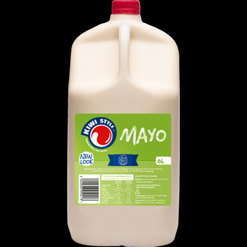 Creamy Kiwi Style Mayonnaise Sauce in a 6-liter container, perfect for enhancing dishes and catering needs.