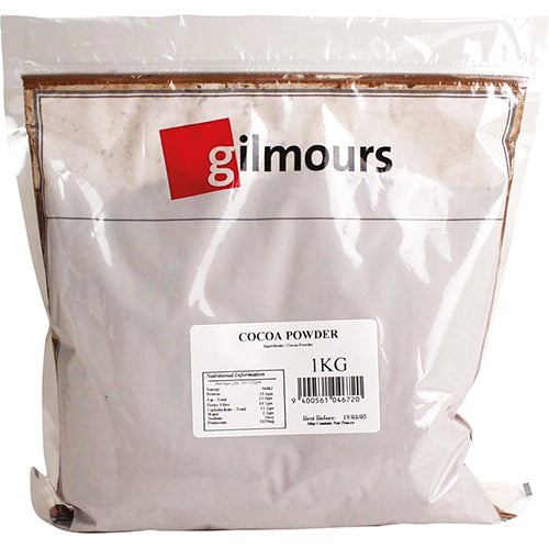 Gilmours Baking Cocoa Powder 1kg, premium cocoa for rich chocolate flavor in baking; ideal for cakes, brownies, and cookies.