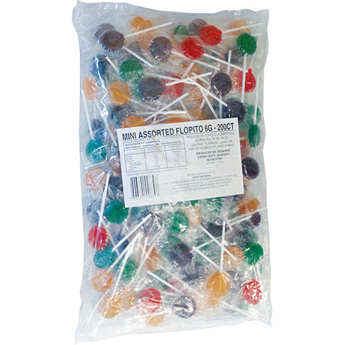 Colorful mini assorted lollipops in a pack of 200, perfect for parties, events, or a sweet treat for all ages.