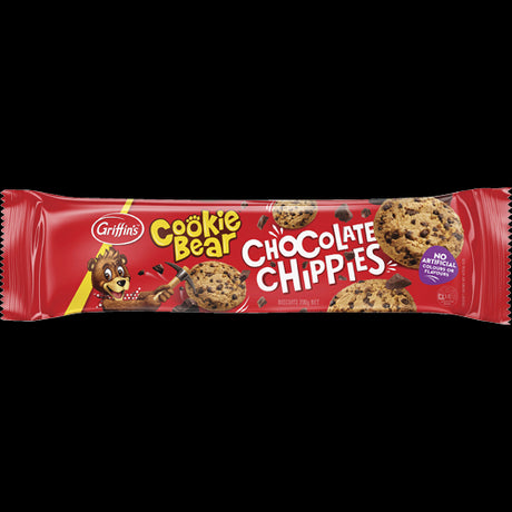 Delicious Griffin's Cookie Bear Chocolate Chippies Biscuits with creamy chocolate chips, perfect for any cookie lover.