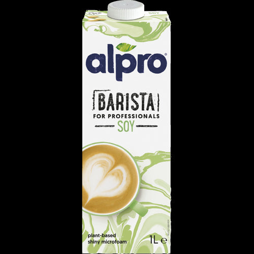 Alpro Barista Soya Milk 1L, a creamy, dairy-free alternative ideal for crafting coffee drinks and enhancing plant-based recipes.