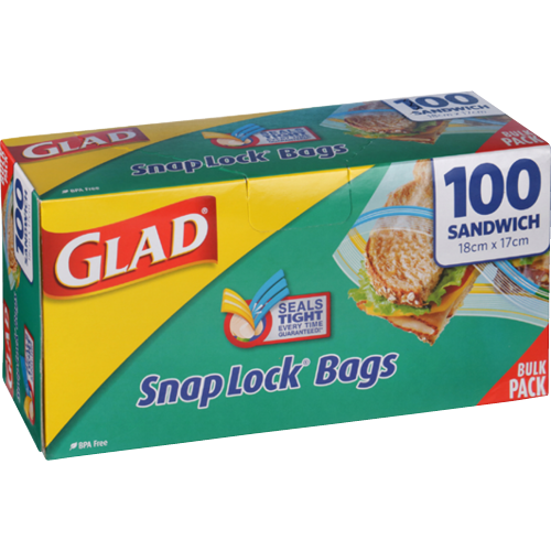 Glad Snap Lock Sandwich Bags 180 x 170mm 100pk