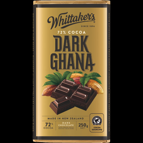 Whittaker's Dark Ghana 72% Cocoa Dark Chocolate Block 250g