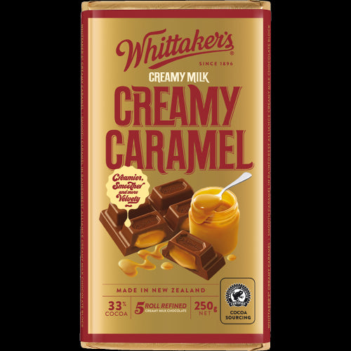 Whittaker's Creamy Caramel 33% Cocoa Milk Chocolate Block 250g