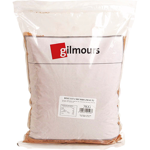 Gilmours Malt Biscuit Crumbs 3kg pack, ideal for baking, adding rich flavor and crunch to desserts and savory dishes.