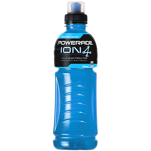 Powerade ION4 Mountain Blast sports drink pack of 15 x 750ml bottles, designed for hydration and energy during workouts.