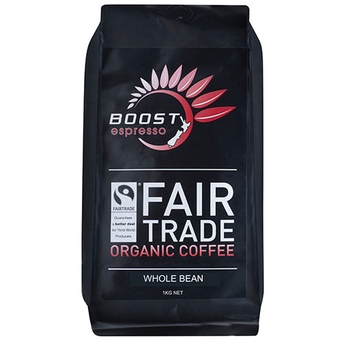 Boost FTO Original Whole Coffee Beans 1kg, fair trade, rich flavors, ethically sourced for a premium brewing experience.