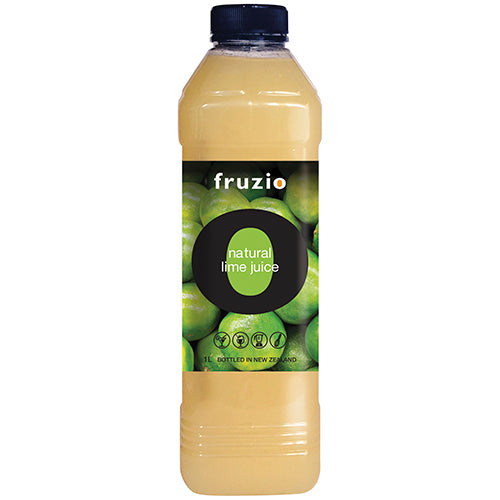 Fruzio Premium Natural Lime Juice 1L bottle, showcasing vibrant, zesty flavor perfect for drinks, marinades, and desserts.