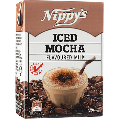 Nippy's Iced Mocha Flavoured Milk 375ml, creamy and rich, gluten-free, reduced fat, and a tasty, on-the-go beverage pack of 24.