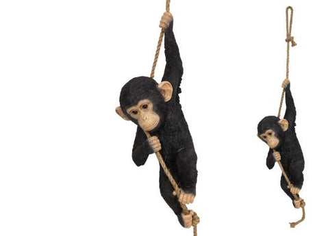 Realistic 80cm hanging chimp ornament showcasing exotic charm, perfect for indoor and outdoor decor.