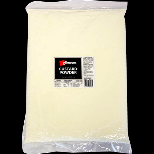 Gilmours Custard Powder 2kg, a versatile and gluten-free ingredient for rich, creamy desserts and pastries.